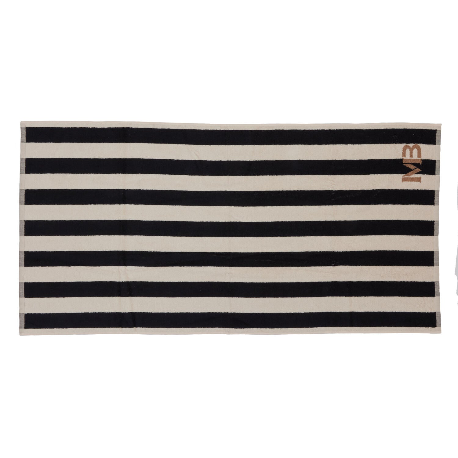 Stripe håndklæde - hvid/sort/brun